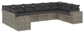 3255407 vidaXL Set mobilier de grădină cu perne, 10 piese, gri, poliratan