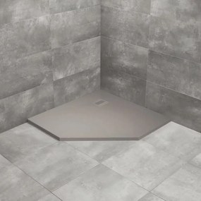 Cadita dus compozit pentagonala Radaway Kyntos PT 90x90 cm gri ciment