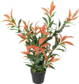 HOMCOM Photinia artificială lucioasă 90 cm, plantă artificială cu 300 de frunze, ramuri ajustabile, 45 x 45 x 90 cm, Roșu+Verde | Aosom Romania