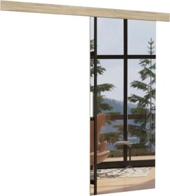 Usa glisanta cu oglinda, Tess, ADRK Furniture (Latime: 86 cm, Culoare: Lemn natural)