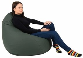 Fotoliu Nirvana Hobbit Pufrelax, Material Piele ecologica - Dark Green
