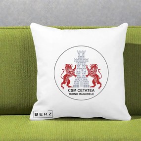 Perna Personalizata CSM Cetatea Turnu Magurele Fotbal, 40x40 cm, Alba Mata, Husa Detasabila, Perna Inclusa, BEKZ®