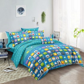 Lenjerie de pat din microfibra Culoare turcoaz, ICONS Dimensiune lenjerie de pat: 2 buc 70 x 90 cm | 200 x 220 cm