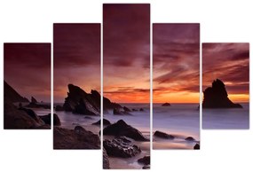 Tablou cu apus de soare pe mal (150x105 cm)