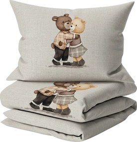 Lenjerie de pat din bumbac Renforce TEDDY HENRY bej pentru copii. Dimensiune lenjerie de pat: 80 x 80 cm | 135 x 200 cm