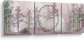 Tablou cu pădure (cu ceas) (90x30 cm)