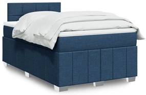 vidaXL Pat box spring cu saltea, albastru, 120x190 cm, material textil