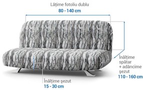 Huse bielastice OCEANO NOU gri-albăstrui 2fotoliu cu manere de lemn (l. 80 -140 cm)
