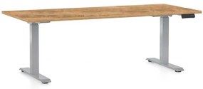Masă înălțime reglabilă OfficeTech D, 180 x 80 cm, picioare gri, stejar auriu