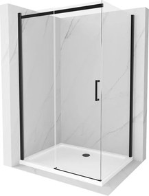 Mexen Omega cabina de duș glisantă 130 x 90 cm, transparentă, neagră + cadă Flat, albă - 825-130-090-70-00-4010B