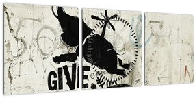 Tablou - Elefant deasupra solului (cu ceas) (90x30 cm)