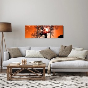 Tablou - Fag la apus de soare (cu ceas) (90x30 cm)