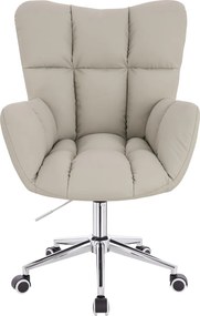 HR650K Scaun Ecru Piele Ecologica Premium Soft cu Bază Cromata