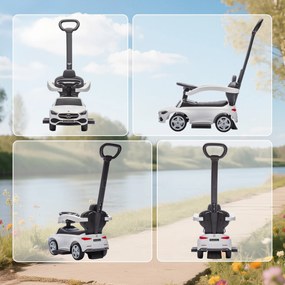 AIYAPLAY Mașină de Călărit pentru Copii 1-3 Ani Convertibilă în Cărucior cu Licență Mercedes, 91x40x83 cm, Alb | Aosom Romania