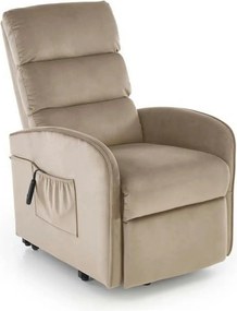 Fotoliu recliner MARONI, stofa catifelata bej - Bluvel 40, 62x92/165x1