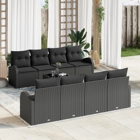 vidaXL Set de canapele pentru grădină 7 pcs Negru 55 x 55 x 37 cm