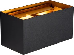 Aplică de perete exterioară neagră cu auriu incluzând LED 4 lumini IP54 - Edwin