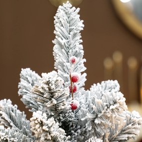 HOMCOM Brad de Crăciun Mic Înalt de 61 cm cu 72 de Ramuri Înzăpezite, Conuri și Boabe Roșii, Verde | Aosom Romania