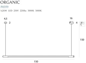 Lustra LED suspendata Organic Horizon 150cm dimmable