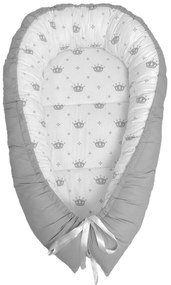 Cuib baby nest bebelusi cu desfacere Gri- coronite gri