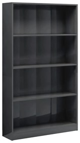 800917 vidaXL Bibliotecă cu 4 rafturi, gri extralucios, 80x24x142 cm, PAL