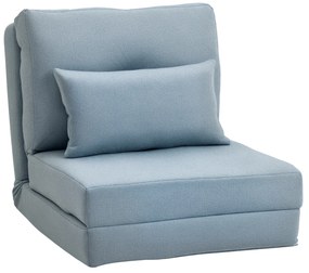 HOMCOM Fotoliu de podea Pat pliant cu saltea pliantă, design 2 în 1, pernă detașabilă, 60 x 80 x 56 cm, Himmelblau | Aosom Romania