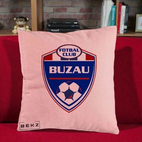 Perna Personalizata FC Buzau Fotbal, 40x40 cm, Roz, Husa Detasabila, Perna Inclusa, BEKZ®