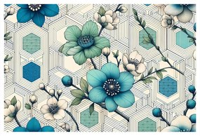 Tablou flori elegante pe fundal geometric