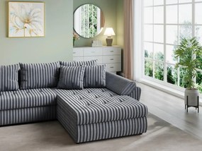 Colțar extensibil dumonde cu ladă de depozitare si sezut confortabil din spuma high-density, Loana U Ambience Grey 355x185 cm