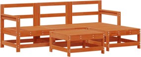 vidaXL Set de lounge pentru grădină 5 pcs Maro Ceară Lemn masiv de pin