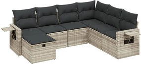 vidaXL Set canapele de grădină cu perne, 7piese gri deschis poliratan