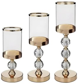 Set de 3 sfeșnice aurii