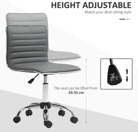 HOMCOM Scaun Ergonomic de Birou cu Înălțime Reglabilă, Șezut Pivotant și 5 Rotile, 48x52x78-90 cm, Gri Închis | Aosom Romania