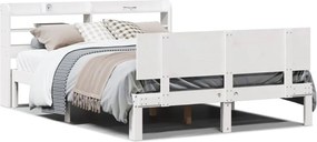 vidaXL Cadru de pat cu tăblie, alb, 150x200 cm lemn masiv pin