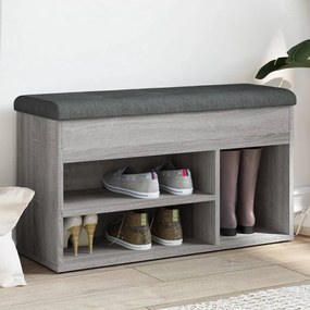 vidaXL Bancă de pantofi, gri sonoma, 82x32x45,5 cm, lemn prelucrat