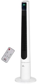 HOMCOM Ventilator Turn cu 3 Moduri și 3 Viteze cu Cronometru 12h, Ventilator de Podea ABS cu Telecomandă, Ø32x118.2 cm, Alb | Aosom Romania