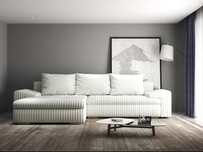 Colțar extensibil dumonde cu ladă de depozitare si sezut confortabil din spuma high-density, Leonardo Ambience Ivory 260x185 cm