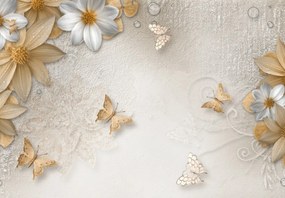 Fototapet - Flori cu fluturi (147x102 cm)