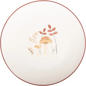 Farfurie pentru mic dejun din porțelan, bej, Colecția Mushrooms, Ø 20 cm