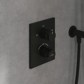 Baterie dus termostatata Villeroy&Boch Angular negru mat fara corp ingropat