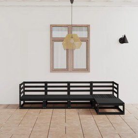 vidaXL Set mobilier de grădină, 5 piese, negru, lemn masiv de pin