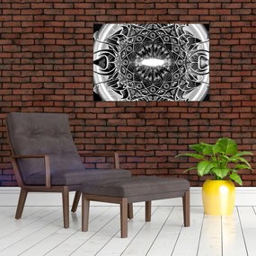 Tablou cu ornamente alb negre (90x60 cm)