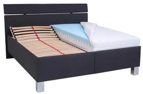 Pat tapițat ALIS 180 x 200 cm, cu saltea și spațiu de depozitare, antracit