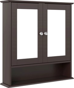 kleankin Dulap de baie cu oglindă Dulap de perete cu 2 uși Raft deschis Raft reglabil 56x13x58 cm Maro închis | Aosom Romania