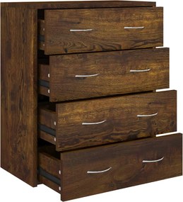 vidaXL Servantă cu 4 sertare, stejar fumuriu, 60x30,5x71 cm