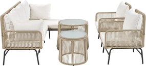 Set de lounge de grădină din 6 piese, Bej | Aosom Romania