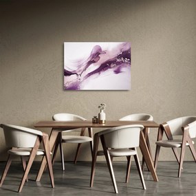 Tablou pe sticlă - Artă fluidă violet (70x50 cm)