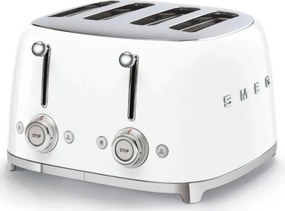 Prăjitor de pâine SMEG 50's Style TSF03WHEU, 2000 W, 4 felii, 6 niveluri, Tava pentru firimituri, Cablu integrat, Oțel inoxidabil, Alb