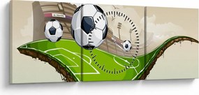 Tablou - Teren de fotbal (cu ceas) (90x30 cm)