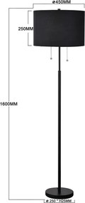 Lampă de podea FOGO 2xE27/15W/230V negru
